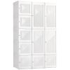 Armoire Foldable White Portable Closet Wardrobe with Cube Storage Hanging Rods Magnet Doors Clothes Organizer
