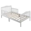 Wooden Baby Toddler Bed Children Bedroom Furniture with Safety Guardrails White