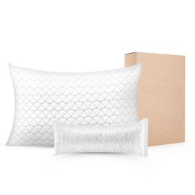 Bed Pillow for Sleeping, Queen Size Luxury Quality Hotel Pillow with Memory Foam Fill, Supportive & Adjustable, Includes Natural Firber Pillowcase