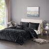 Full/Queen Velvet Duvet Cover Set with Throw Pillow