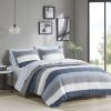 Stripe Comforter Set with Bed Sheets Blue/Grey Twin