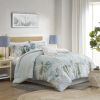 6 Piece Oversized Cotton Comforter Set with Throw Pillow Blue Cal King