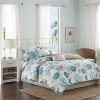 7 Piece Cotton Sateen Comforter Set Aqua Queen