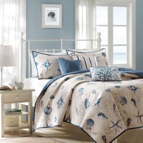 Brushed Quilt Set with Throw Pillows Blue Full/Queen