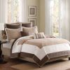 7 Piece Quilt Set with Euro Shams and Throw Pillows Beige King/Cal King