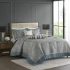 5 Piece Jacquard Bedspread Set with Throw Pillows Teal King