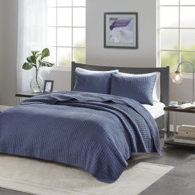 3 Piece Quilt Set Navy King/Cal King