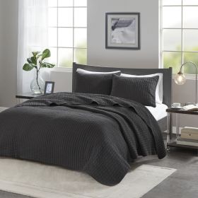 3 Piece Quilt Set Black Full/Queen