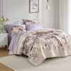 Floral Comforter Set with Bed Sheets Taupe Queen