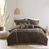 7 Piece Micro Corduroy Comforter Set Brown Queen
