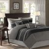 7 PC Pieced Faux Suede Comforter Set Black Cal King