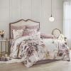 8 Piece Cotton Printed Comforter Set Blush Queen