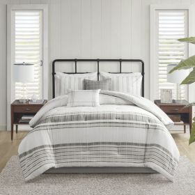 6 Piece Cotton Jacquard Oversized Comforter Set White/Grey King