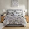 5 Piece Cotton Duvet Cover Set Grey Full/Queen