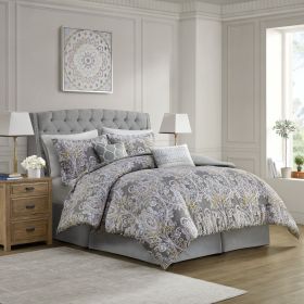 6 Piece Cotton Comforter Set Grey King