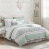 9 Piece Cotton Percale Comforter Set Aqua Cal King