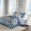 7 Piece Cotton Sateen Comforter Set Blue Cal King