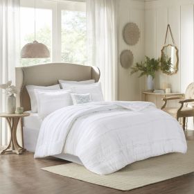 5 Piece Ruffled Comforter Set White Cal King