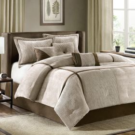7 Piece Micro Corduroy Comforter Set Taupe Cal King