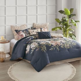 8 Piece Cotton Comforter Set Navy King