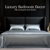 Satin Bed Sheets, King Size Sheets Set, 4 Pcs Silky Bedding Set with 15 Inches Deep Pocket for Mattress (King, Grey)