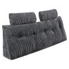 Headboard Pillow, Queen Size Wedge Headboard Pillow with 2 Side Pockets and 2 Headrests, Bed Wedge Pillow with Washable Flannel Cloth, for Reading