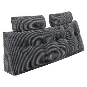 Headboard Pillow, Queen Size Wedge Headboard Pillow with 2 Side Pockets and 2 Headrests, Bed Wedge Pillow with Washable Flannel Cloth, for Reading
