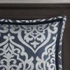 8 Piece Jacquard Comforter Set Navy/Silver Queen