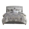 6 Piece Cotton Comforter Set Grey King