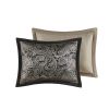 5 Piece Jacquard Bedspread Set with Throw Pillows Black Queen