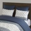 3 Piece Cotton Comforter Set with Chenille Tufting Navy Full/Queen