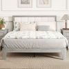 Full Bed Frame with Headboard Full Size Platform Bed Frame with Wooden Slats No Box Spring Needed Easy Assembly Gray