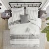 6 Piece Cotton Jacquard Oversized Comforter Set White/Grey King