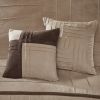 7 Piece Faux Suede Comforter Set Beige Cal King