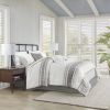 6 Piece Cotton Jacquard Oversized Comforter Set White/Grey Cal King