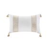 Embroidered Cotton Oblong Decorative Pillow Taupe 12x20"