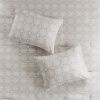 6 Piece Embroidered Cotton Reversible Comforter Set Ivory Full/Queen