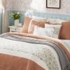 6 Piece Cotton Percale Quilt Set with Throw Pillows Coral Full/Queen