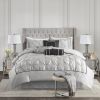 7 Piece Tufted Comforter Set Grey Queen