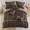 7 Piece Micro Corduroy Comforter Set Brown Queen