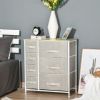 7-Drawer Fabric Dresser with Easy-Pull Bins, Metal Frame for Bedroom Storage, Gray