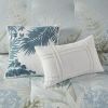 6 Piece Oversized Cotton Comforter Set with Throw Pillow Blue Cal King