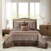 5 Piece Jacquard Quilt Set with Throw Pillows Red Full/Queen