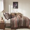 5 Piece Reversible Jacquard Bedspread Set Red King