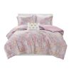 Metallic Printed Comforter Set with Throw Pillow Full/Queen