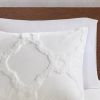 3 Piece Tufted Cotton Chenille Geometric Comforter Set Off-White Full/Queen