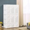 Armoire Foldable White Portable Closet Wardrobe with Cube Storage Hanging Rods Magnet Doors Clothes Organizer