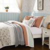 6 Piece Cotton Percale Quilt Set with Throw Pillows Coral King/Cal King