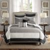 7 Piece Quilt Set with Euro Shams and Throw Pillows Black Full/Queen