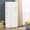 Portable Wardrobe Closet, Folding Bedroom Armoire, Clothes Hanging Storage Rack, Hanging Rod, Magnet Doors, White